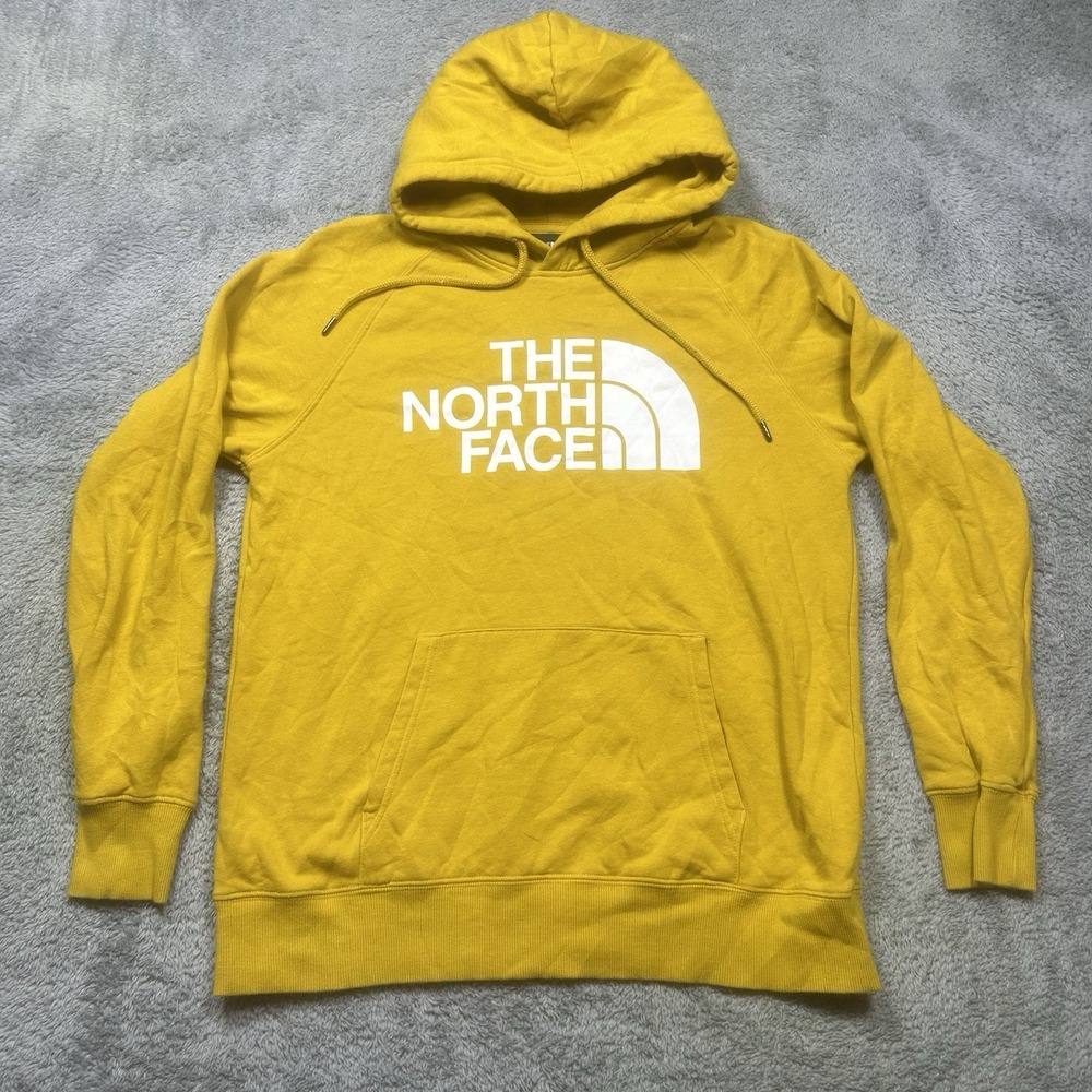 The North Face Half Dome Hoodie Women's M Yellow White Hooded Sweatshirt Outdoor